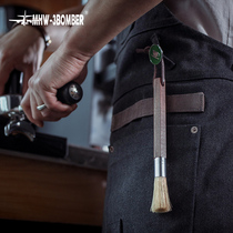 Bomber log brush grinder bean cleaning brush with leather rope countertop cleaning brush coffee powder brush