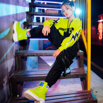 Children Act Out Girl Hip Hop Street Dance Suit Performance Suit Girl Jazz Dance Dress Fluorescent Dew cord Tide