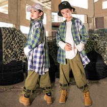 Childrens performance clothing street dance suit boy hiphop shirt girl jazz dance children hip hop show costume tide