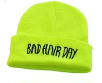 New childrens hip hop hat BadHairDay cold hat for boys and girls embroidery knitted wool sleeve cap