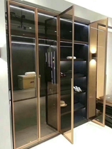 Nordic simple transparent glass wardrobe door Bedroom cloakroom tempered flat door Minimalist wardrobe flat door black