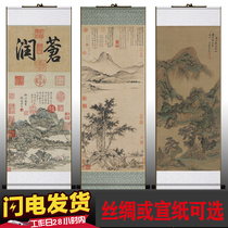 Ming Dynasty Qing Dynasty Ancient painting Silk scroll painting Chinese painting Landscape painting Chinese style decorative painting Celebrity calligraphy and painting crafts