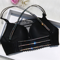 Cross Beauty Back Color Drill Coalless Bra Small Chest Thick Subsection No Steel Ring Underwear Woman Rub Chest Wrap Chest Anti-Walking Light Bra