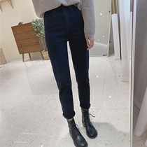 High-waisted jeans womens straight loose 2021 autumn new size fat sister mm slim nine-point pipe pants