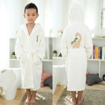Children's bathrobe cotton towel soft absorbent long sleeve spring summer autumn cotton nightgown with cap