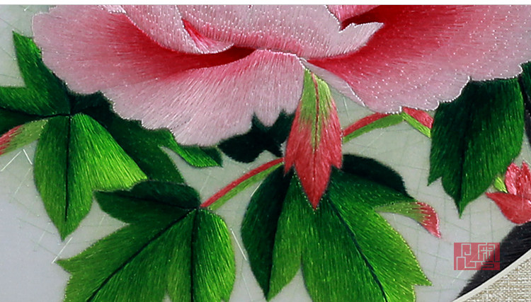 Вышивка Гуандун 品粤广绣粤绣手工刺绣画成品富贵牡丹客厅卧室装饰挂画送客户朋友 Guangdong