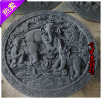 Sandstone relief background wall brick carving courtyard pendant home decoration porch exterior wall mural elephant relief