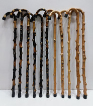 Retro solid wood one-piece wild rattan old man wooden crutches non-slip massage cane Wooden crutches rattan wooden rattan birthday stick