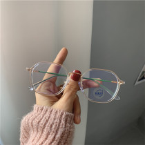 Net red transparent box female TR ultralight anti-blue light small frame glasses square round retro art student Myopia Frames Male