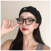 Net red Joker black thick frame glasses small box tide flat mirror art retro Middin plain decoration near sight glass