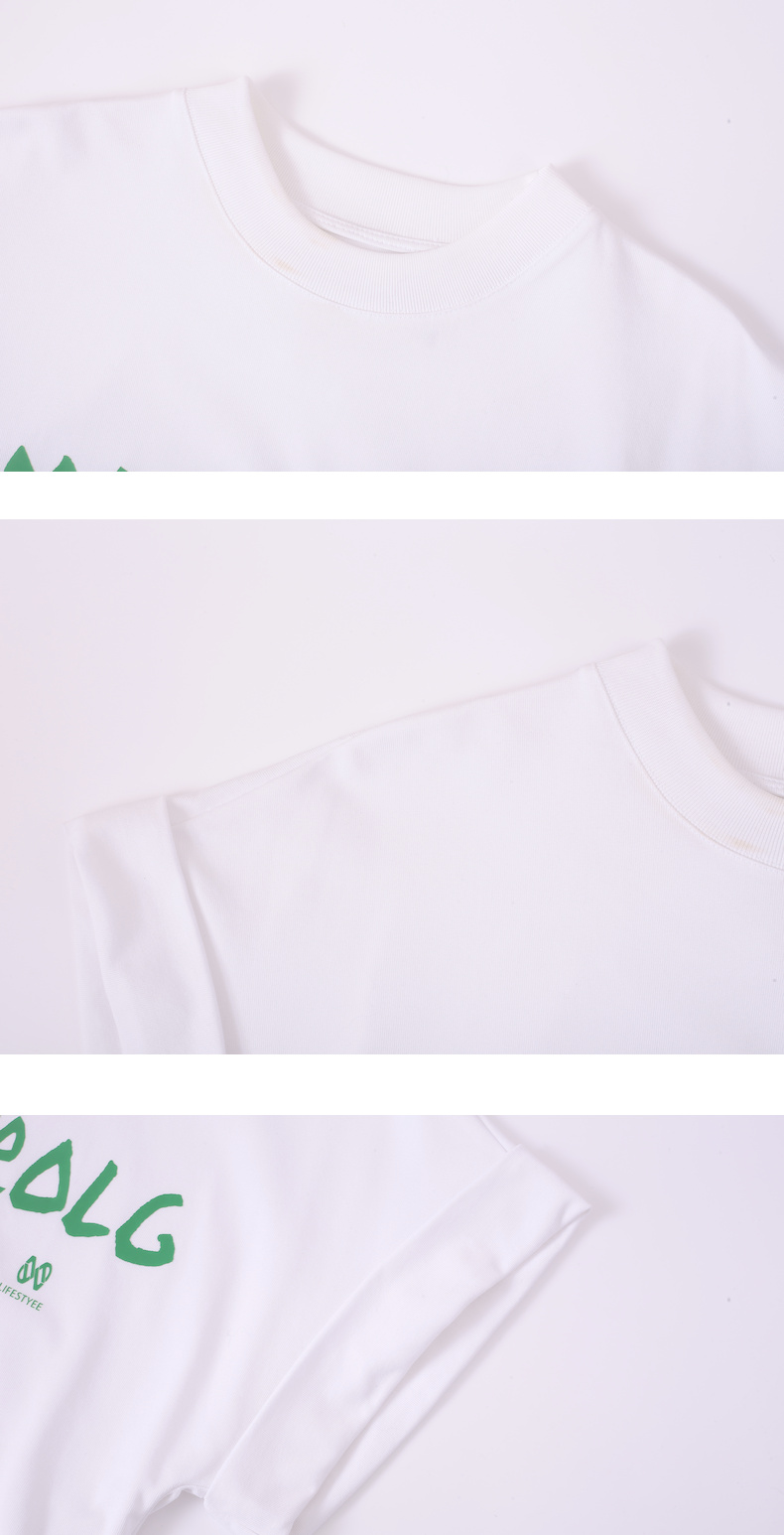【反折宽肩设计】玛丝菲尔2022年春季新款棉质圆领白色T恤短袖