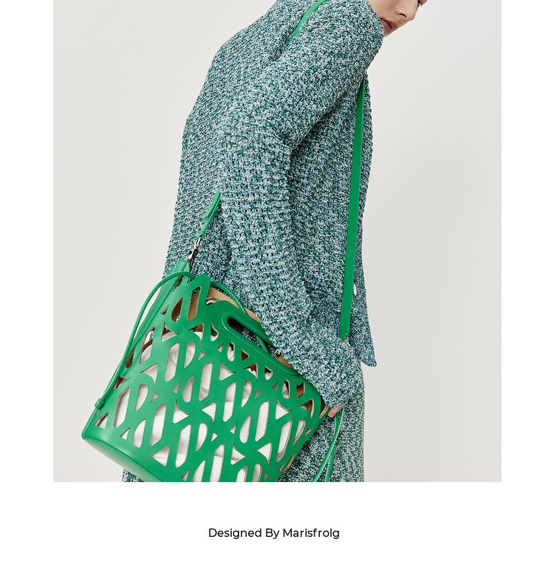 【仿大理石斑驳织纹】玛丝菲尔22年春季新款绿色时尚针织连衣裙