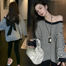 Pregnant Woman Autumn Clothing Suit 2021 New Fashion Spring Autumn Season Striped Blouses Loot Big Code Net Red Two Sets Autumn Winter