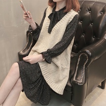 Pregnant Woman Autumn Clothing Suit Fashion style 2021 new one-piece dress mid-length pregnant woman autumn and winter knit sweaters Two sets