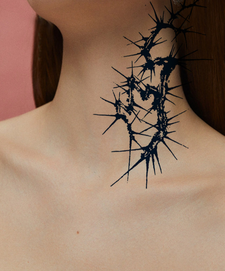 草本果汁荆棘纹身贴暗黑系哥特风脖子禹元材同款拍一发三包邮