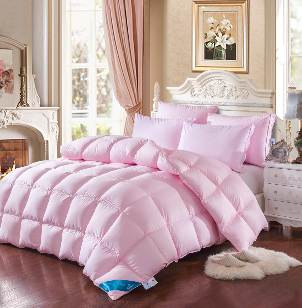 两色可选臻品白鸭绒羽绒被双人加厚保暖床品200x230cm绗缝棉_不打折