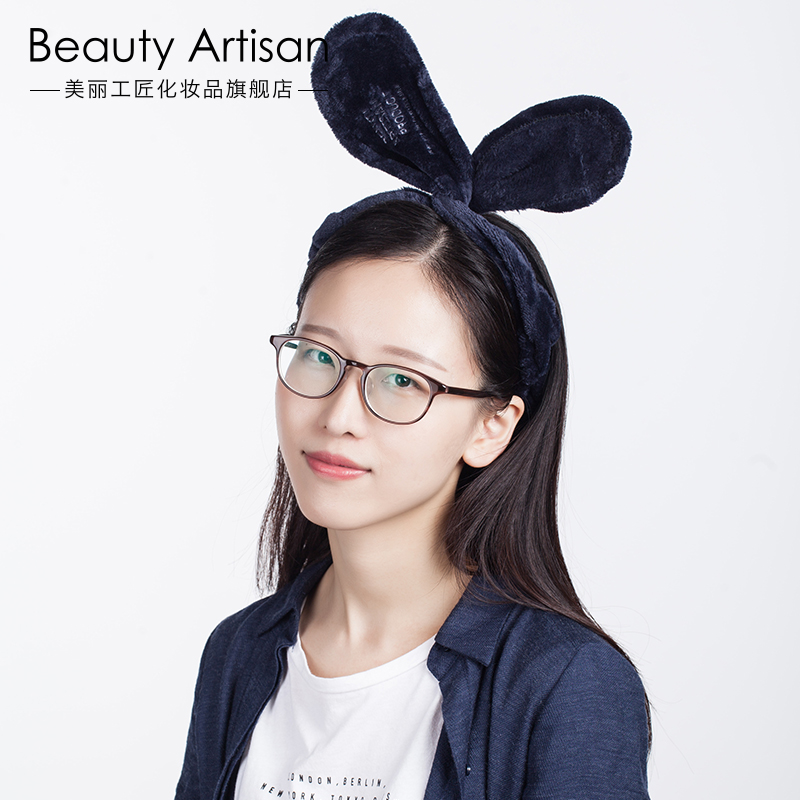 美丽工匠 兔耳朵束发带洗脸发箍韩国可爱头饰面膜运动化妆包头巾产品展示图2