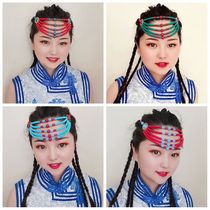 Mongolian dance headdress Female Tibetan dance hat Beaded hair accessories Ethnic performance clothing accessories headband