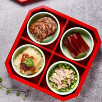 Hotel creative Ming stall set-up table for the club used cold dishes snack plate four-grid special set-up bamboo box hot pot tableware