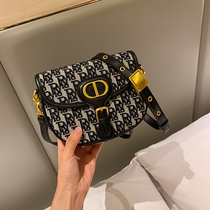 ITSK womens bag 2021 New Tide versatile shoulder crossbody mini bag vintage old flower canvas saddle bag female