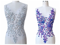 Multi-color hand stitched rhinestone decals DIY wedding dress decoration accessories V-collar clothing accessories sequins decals