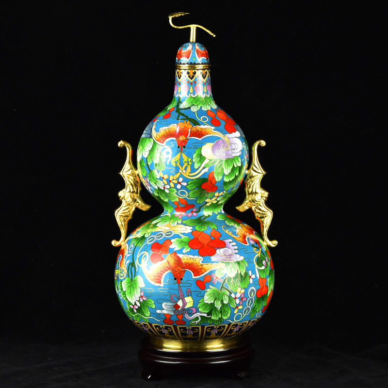 北京景泰藍手工花瓶15寸銅胎掐絲觀音瓶純手工景泰藍客廳擺件