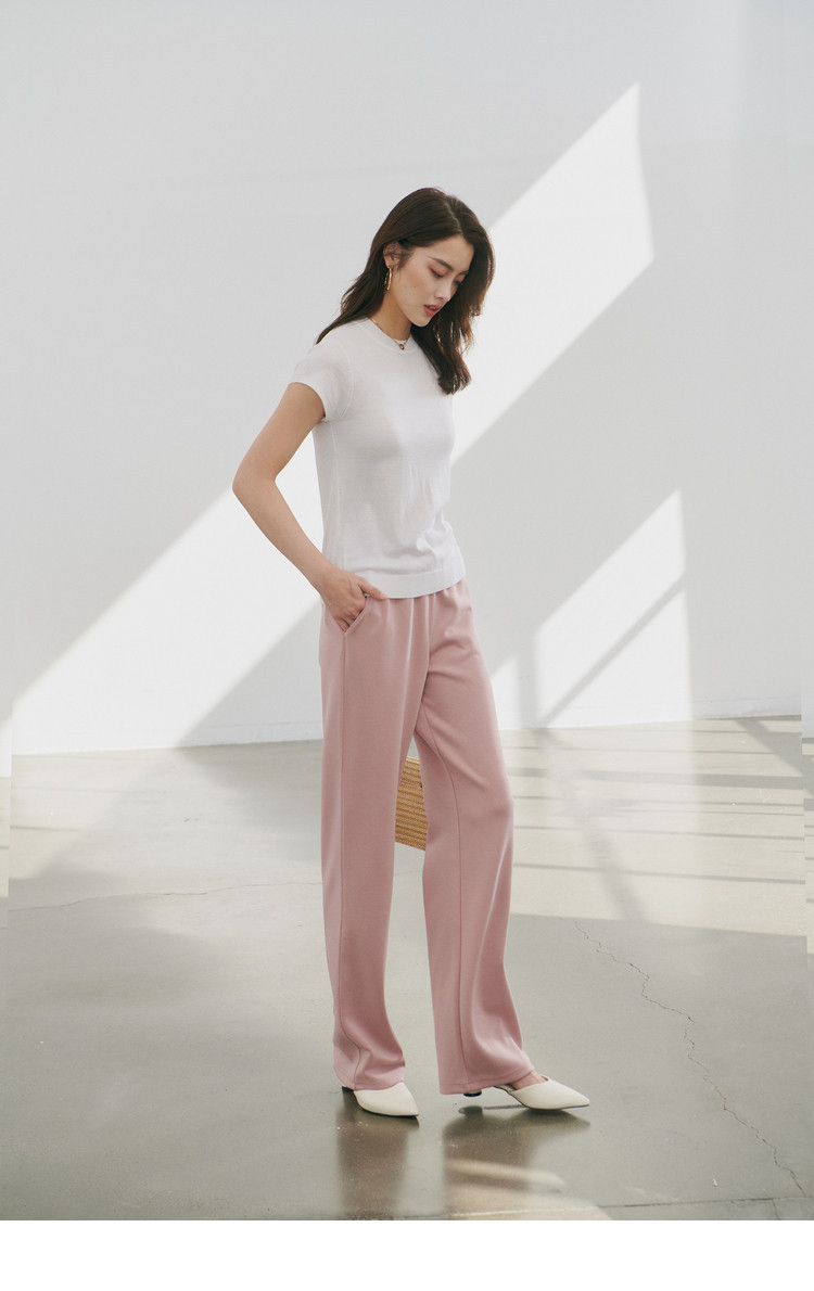 艳如飞空气裤20零压舒适空气感云朵裤女高腰垂感奶白阔腿拖地裤休闲裤