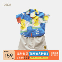 papa crawl summer children set baby short sleeve shirt casual holiday shorts set 0-3 years