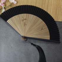 Dragonfly folding fan day style and wind 7 inch bronzed bamboo cotton linen fan Summer Ncool Daily portable folding Gift fan