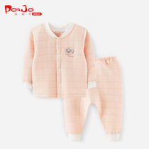 Piao Qiao autumn and winter baby clothes childrens warm inner clothes girls baby autumn clothes and trousers thick suit winter