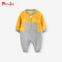 Piao Qiao winter clothes baby conjoined clothes baby newborn out to carry clothes in winter thickened cotton clothes climbing clothes