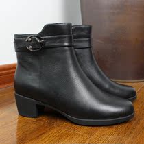 Leather womens boots winter thin velvet high zipper solid color high heel casual wear-resistant womens fashion boots SD1066