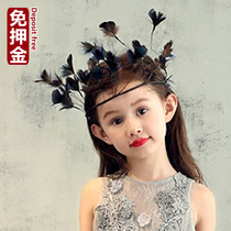 Rental childrens headdress girls peacock feather crown hair accessories rental girls personality exaggeration model hair ring trend