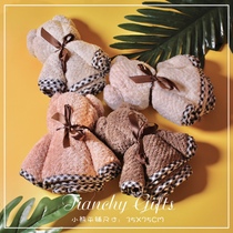 Cute and practical pineapple plaid bear towel Happy candy Bridesmaid hand gift Wedding prize High quality polyester cotton edging towel