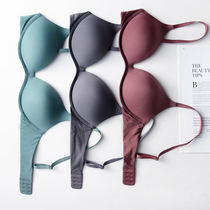 Japanese seamless bra one-piece glossy ultra-thin models gathered without steel ring underwear Womens Big chest small bra summer