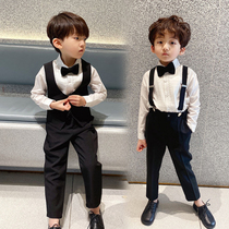 Spring and Autumn Boys suit of horsemen dress suit for childrens dress strap trousers show piano show costume childrens flower child suit