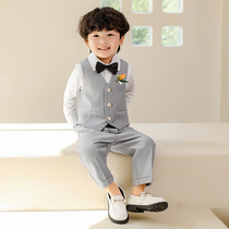 Year-old dress Boy suit Spring and Autumn Flower Boy dress suit handsome childrens English suit three pieces