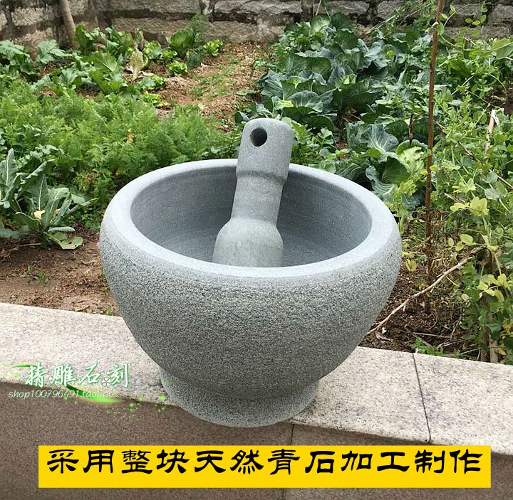 特大号石臼青石家用石臼别墅花园装饰风水石臼天然大青石复古石臼