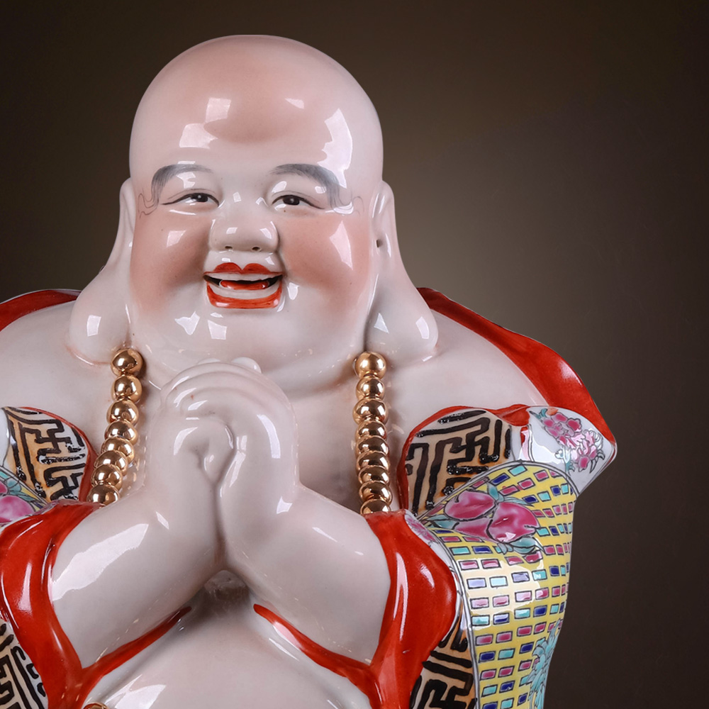 Jingdezhen porcelain maitreya Buddha sitting room furniture furnishing articles ceramic its study feng shui plutus decorative arts and crafts