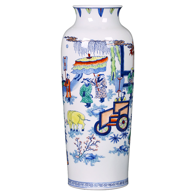 Jingdezhen ceramics vase famous blue and white color bucket hand - made the sitting room porch decoration of Chinese style household furnishing articles gifts