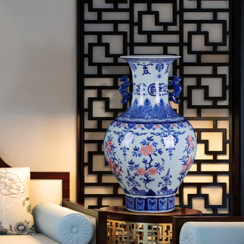 Jingdezhen ceramics antique blue and white porcelain vase large flower arranging new porch sitting room of Chinese style household act the role ofing is tasted furnishing articles