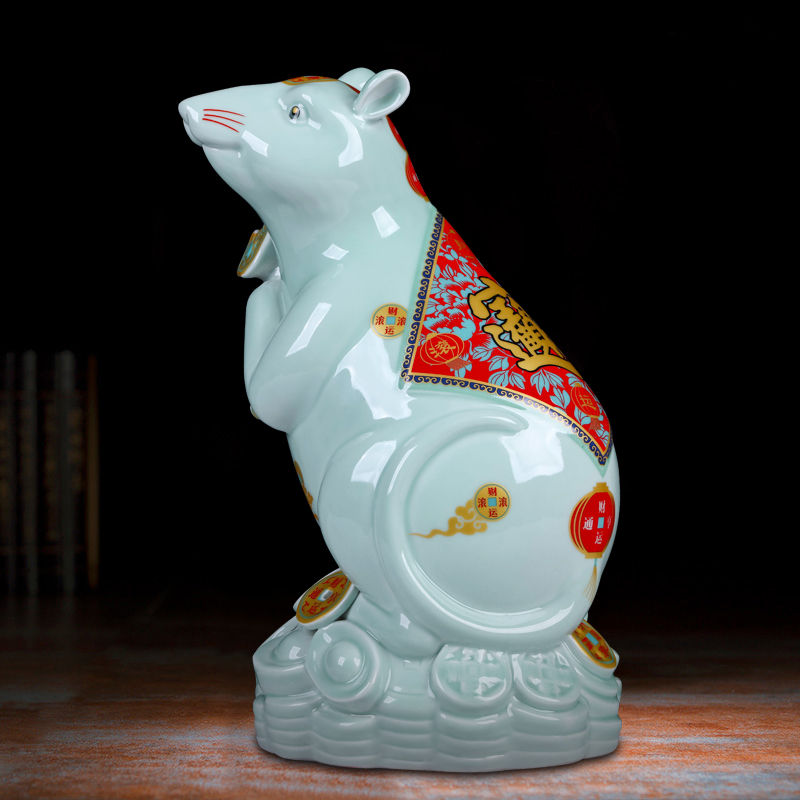 Jingdezhen ceramics lucky rat flexibly and furnishing articles 2020 year of the rat mascot gift sitting room decorate the study in the New year