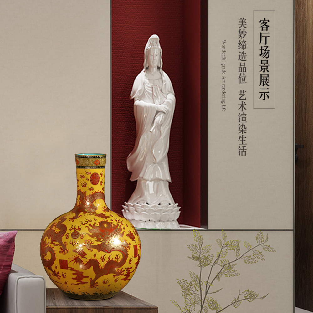 Jingdezhen ceramics imitation the qing qianlong fuels the dragon celestial vase large new Chinese style club sitting room adornment