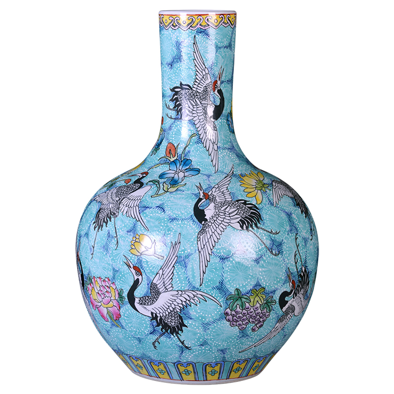 Jingdezhen ceramics by hand the pastel sky vases, flower arranging large new Chinese style sitting room adornment desktop furnishing articles