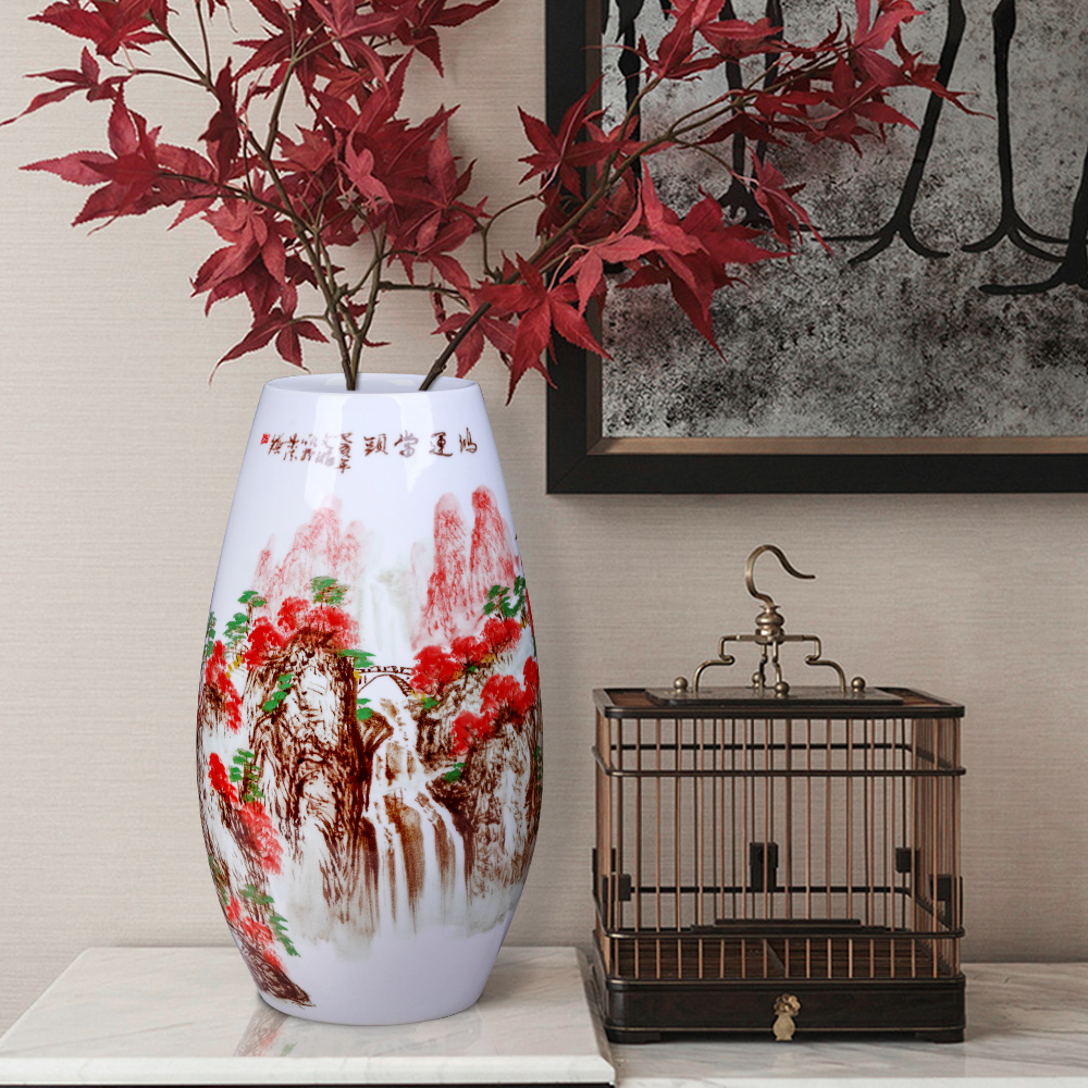 Porcelain of jingdezhen ceramic vases, flower arrangement sitting room adornment hand - made scenery of new Chinese style household TV ark, furnishing articles