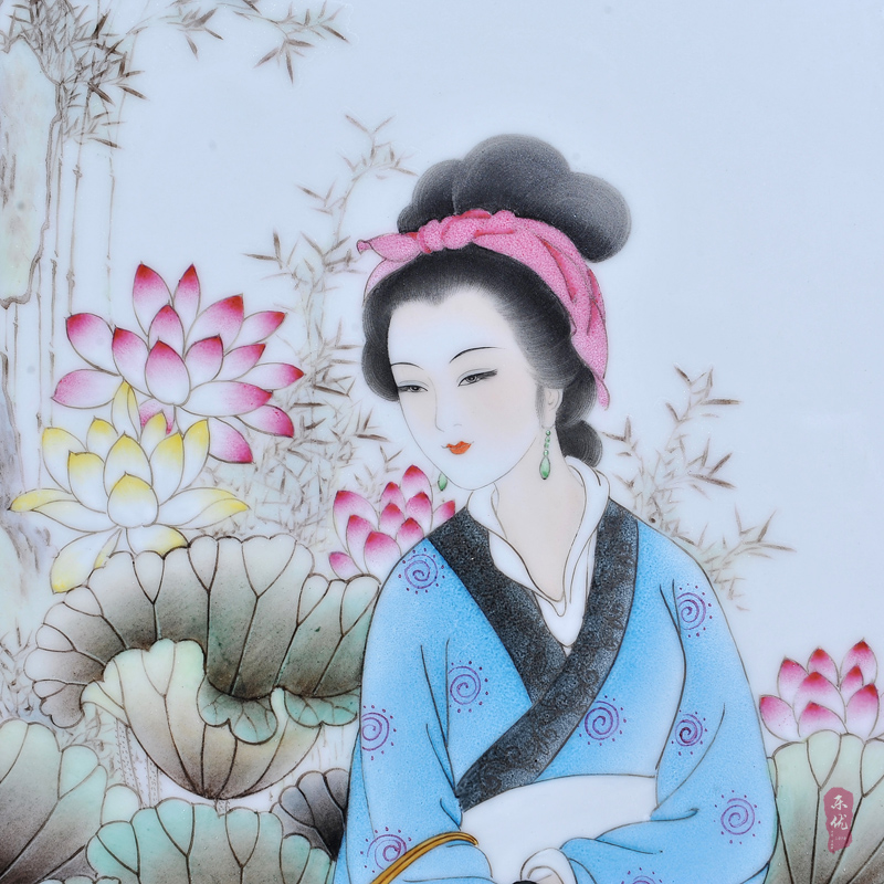 Jingdezhen ceramics dong - Ming li hand - made porcelain plate the four most beautiful women of mural fashion home furnishing articles