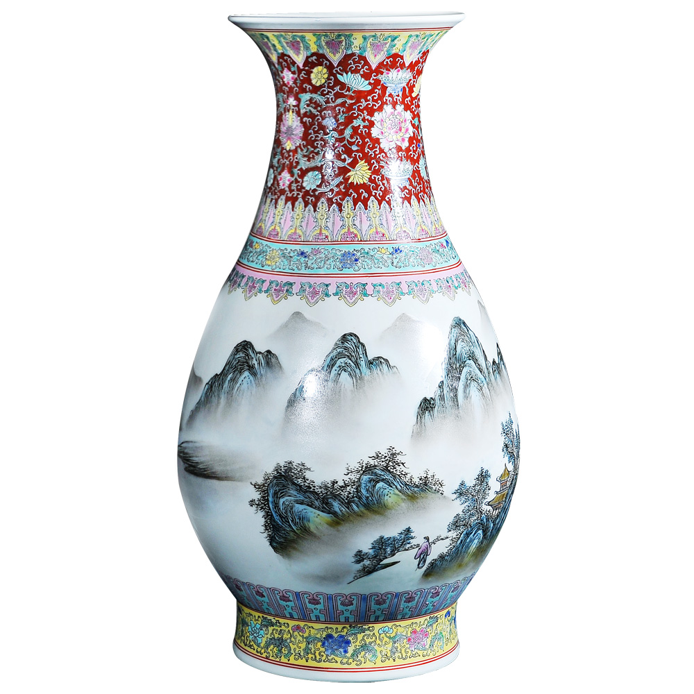 Archaize of jingdezhen ceramic art collection place old factory porcelain enamel landscape okho spring vase sitting room adornment