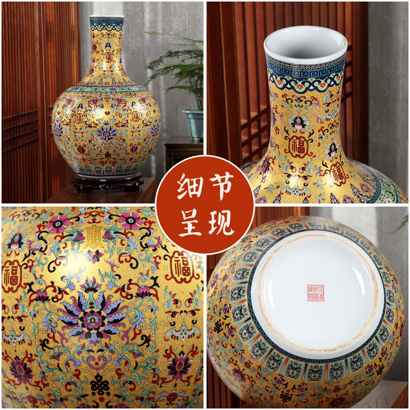 Jingdezhen ceramic furnishing articles large ground vase sitting room of Chinese style household decoration to the hotel porch TV ark, process