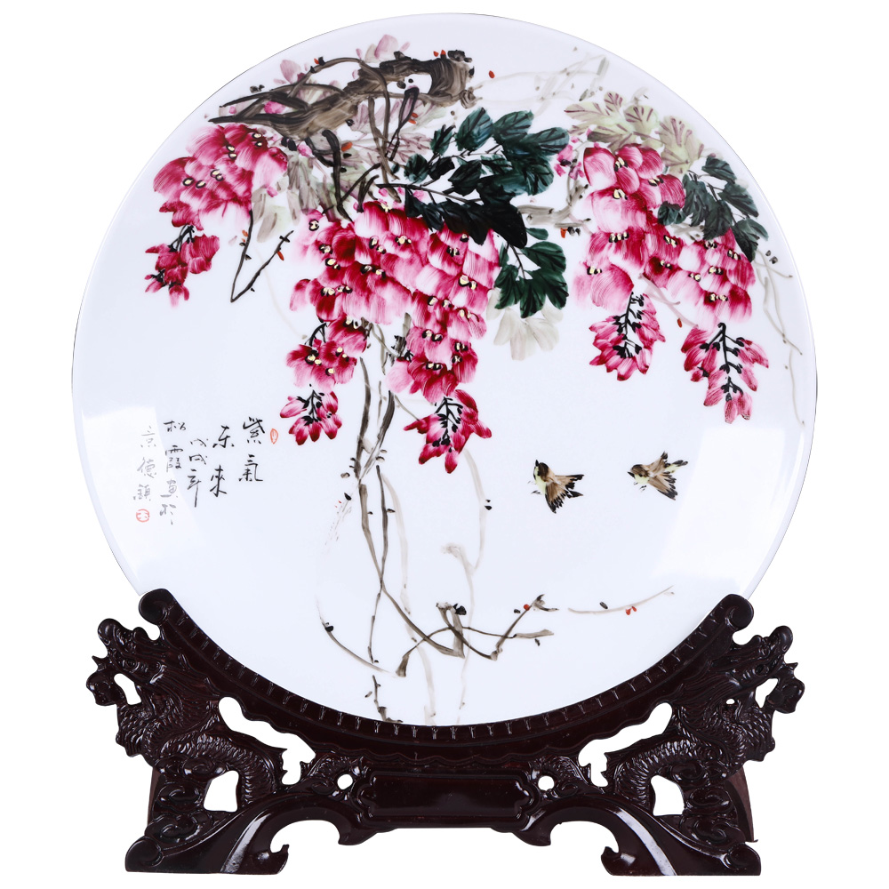 Jingdezhen ceramics furnishing articles hand - made sabingga sukdun dergici jimbi hang dish by dish sitting room of Chinese style household decorative arts and crafts