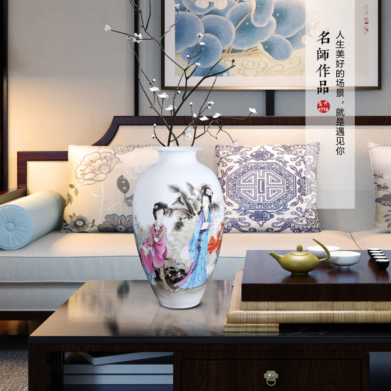 Jingdezhen ceramics vase hand - made south garden sweet wind of new Chinese style household adornment of the sitting room TV ark, furnishing articles